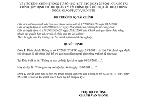 Quyết định 1547/QĐ-BTC  đính chính Thông tư 42/2011/TT-BTC