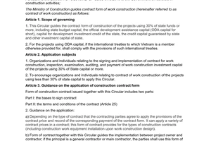 Circular No. 09/2011/TT-BXD guiding contract form of work construction