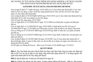 Quyết định 800/QĐ-SXD-KHĐT Quy trình thực hiện công tác giám sát đánh giá đầu tư