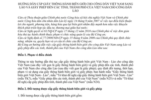 Thông tư 41/2011/TT-BCA hướng dẫn cấp giấy thông hành biên giới