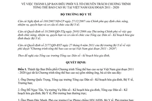 Quyết định 2206/QĐ-BYT  thành lập Ban Điều phối và Tổ chuyên trách Ch