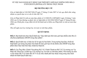 Quyết định 2204/QĐ-BYT  Quy định tạm thời mức giới hạn nhiễm chéo Bis