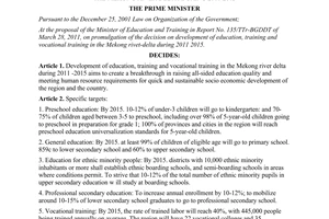 Decision No. 1033/QD-TTg on development of education, training and vocational