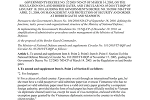 Circular No. 90/2011/TT-BQP amending and supplementing the National Defense