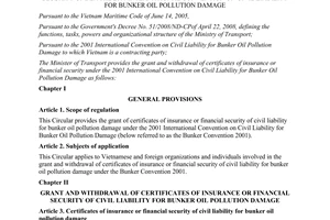 Circular No. 46/2011/TT-BGTVT on grant and withdrawal of certificates of insura