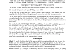 Quyết định 1125/QĐ-UBND 2011 giấy phép hoạt động tài nguyên nước An Giang