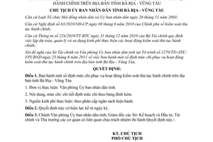 Quyết định 1419/QĐ-UBND 2011 chi kiểm soát thủ tục hành chính Bà Rịa Vũng Tàu