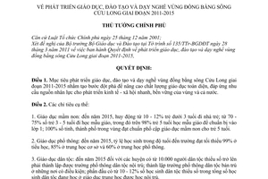 Quyết định 1033/QĐ-TTg  phát triển giáo dục, đào tạo và dạy nghề