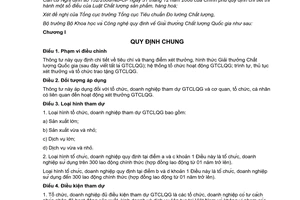 Thông tư 17/2011/TT-BKHCN Giải thưởng Chất lượng Quốc gia