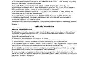 Circular No. 29/2011/TT-BYT on management of insecticidal or germicidal chemical