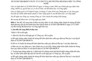 Thông tư 15/2011/TT-BKHCN sửa đổi Quy định chứng nhận chuẩn đo lường