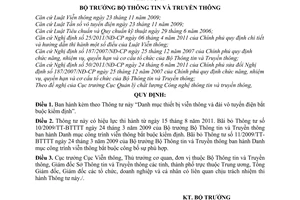 Thông tư 17/2011/TT-BTTTT Danh mục thiết bị viễn thông và đài vô tuyến điện