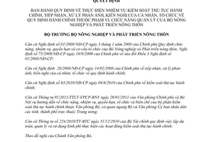 Quyết định 1463/QĐ-BNN-VP Quy định thực hiện nhiệm vụ kiểm soát thủ tục