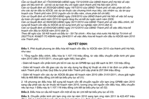 Quyết định 2454/QĐ-UBND điều hòa kế hoạch vốn đầu tư xây dựng cơ bản