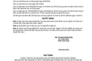Quyết định 35/2011/QĐ-UBND quản lý đề tài dự án nghiên cứu khoa học Đồng Nai