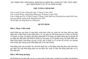 Quyết định 31/2011/QĐ-TTg  công khai, minh bạch, kiểm tra, giám sát