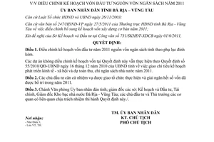 Quyết định 23/2011/QĐ-UBND điều chỉnh vốn đầu tư ngân sách tỉnh Bà Rịa Vũng Tàu