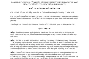 Quyết định 927/QĐ-UBND 2011 công việc hành chính cơ chế một cửa một cửa liên thông Sở Nội vụ Cà Mau