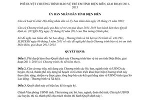 Quyết định 528/QĐ-UBND năm 2011 Chương trình bảo vệ trẻ em 2011 2015 Điện Biên