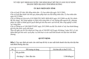 Quyết định 11/2011/QĐ-UBND  giá nước cho sinh hoạt đô thị và sản xuất ki