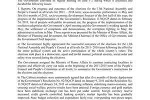 Resolution No. 83/NQ-CP the Government’s regular meeting – May, 2011