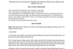 Quyết định 855/QĐ-TTg  phê duyệt đề án kiểm soát ô nhiễm môi trường