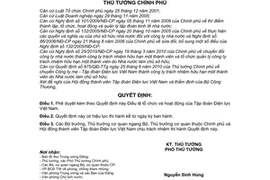 Quyết định 857/QĐ-TTg Điều lệ tổ chức và hoạt động Tập đoàn Điện lực Việt Nam