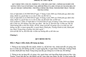 Thông tư liên tịch 06/2011/TTLT-BNV-BGDĐT tiêu chuẩn, nhiệm vụ, chế độ