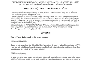 Thông tư 13/2011/TT-BTTTT Văn phòng đại diện tại Việt Nam