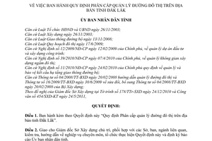 Quyết định 12/2011/QĐ-UBND phân cấp quản lý đường đô thị