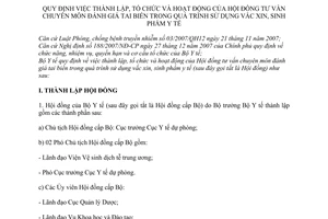 Thông tư 21/2011/TT-BYT  thành lập, tổ chức và hoạt động Hội đồng
