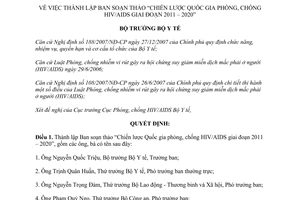 Quyết định 1847/QĐ-BYT năm 2011 thành lập Ban soạn thảo Chiến lược Quốc gia