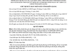 Quyết định 1247/QĐ-UBND hệ số điều chỉnh đơn giá xây dựng mới nhà ở