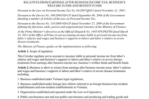 Circular No. 78/2011/TT-BTC guiding on taxable incomes are not accounted to pers