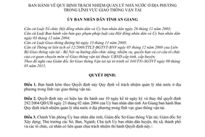 Quyết định 26/2011/QĐ-UBND  trách nhiệm quản lý nhà nước ở địa phương