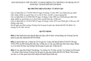 Quyết định 2359/QĐ-BGDĐT quy chế tổ chức và hoạt động Trường Cán bộ quản lý giáo