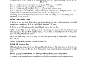 Thông tư 43/2011/TT-BGTVT  bảo hành, bảo dưỡng xe ô tô thương nhân