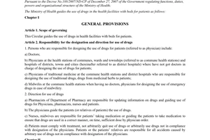 Circular No. 23/2011/TT-BYT on directions for use of drugs in health facilities