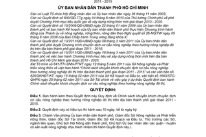 Quyết định 36/2011/QĐ-UBND Chính sách khuyến khích chuyển dịch cơ cấu