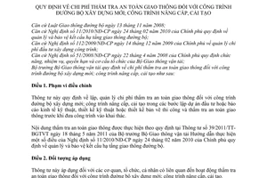 Thông tư 45/2011/TT-BGTVT chi phí thẩm tra an toàn giao thông