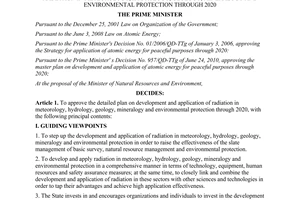Decision No. 899/QD-TTg approving the detailed plan on development and applicati