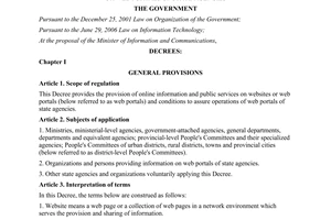 Decree No. 43/2011/ND-CP on provision of online information and public services