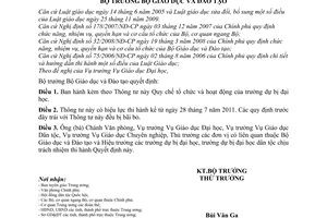 Thông tư 24/2011/TT-BGDĐT Quy chế tổ chức và hoạt động trường dự bị đại học