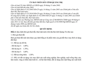 Quyết định 13/2011/QĐ-UBND đơn giá thuê đất, mặt nước