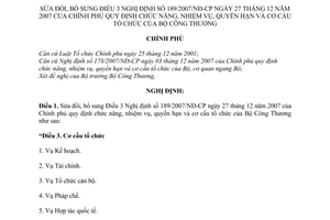 Nghị định 44/2011/NĐ-CP sửa đổi Điều 3 Nghị định 189/2007/NĐ-CP