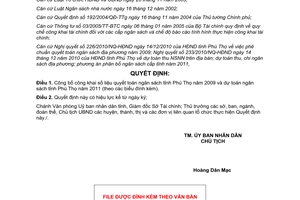 Quyết định 1983/QĐ-UBND 2011 công khai số liệu quyết toán ngân sách 2009 dự toán 2011 Phú Thọ
