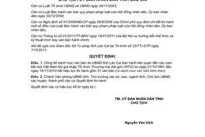 Quyết định 1448/QĐ-UBND năm 2011 danh mục văn bản liên quan WTO Lào Cai hết hiệu lực