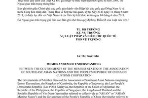 Thông báo hiệu lực Bản ghi nhớ hợp tác hải quan giữa Việt Nam