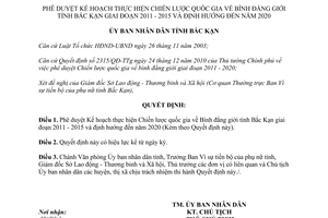 Quyết định 1000/QĐ-UBND 2011 chiến lược quốc gia bình đẳng giới 2011 2015 định hướng 2020 Bắc Kạn