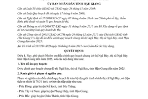 Quyết định 959/QĐ-UBND 2011 điều chỉnh quy hoạch chung đô thị Ngã Bảy Hậu Giang đến 2025